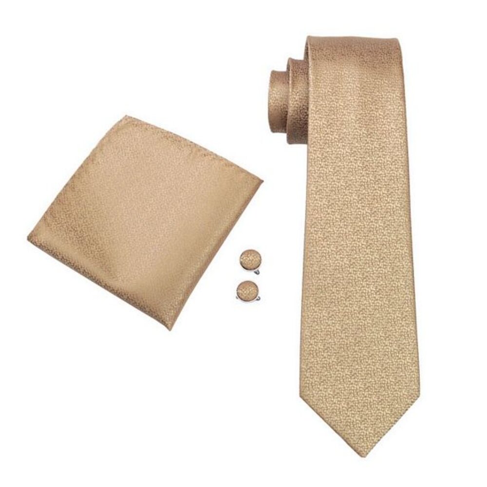 Antique Gold Necktie Set (with Hanky and Cufflinks) - Picture 3 of 5